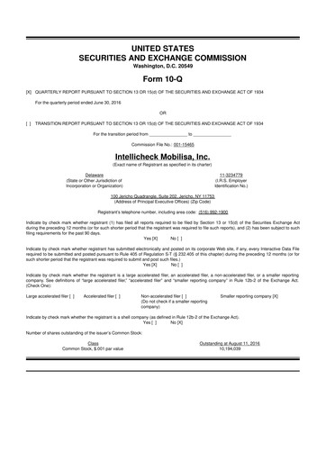 Miniature Intellicheck 10-Q Rapport trimestriel 2016 