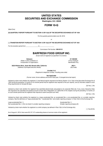 Thumbnail Barfresh Food Group 10-Q Quarterly Report FY2016 