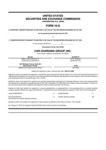 Miniature Blink Charging
 10-Q Rapport trimestriel 2016 