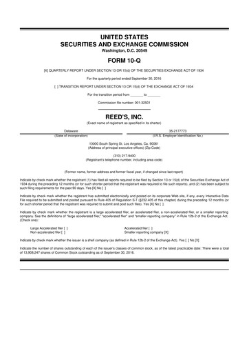 Thumbnail Reed's, Inc. 10-Q Quarterly Report FY2016 