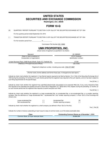 Thumbnail UMH Properties 10-Q Quarterly Report FY2016 