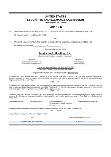 Miniature Intellicheck 10-Q Rapport trimestriel 2016 