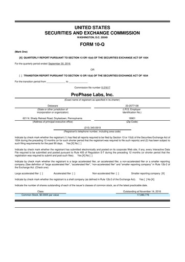 Vorschaubild ProPhase Labs 10-Q Quartalsbericht 2016 