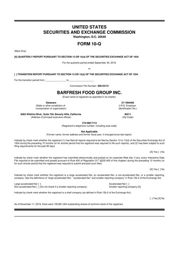 Thumbnail Barfresh Food Group 10-Q Quarterly Report FY2016 