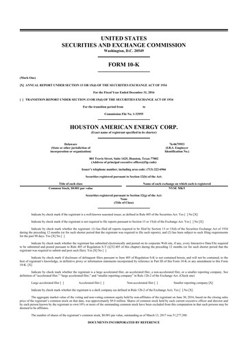 Miniature Houston American Energy 10-K Rapport annuel 2016