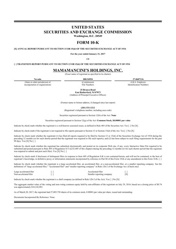 Thumbnail Mama's Creations 10-K Annual Report 2017