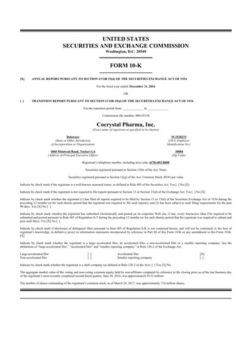 Thumbnail Cocrystal Pharma
 10-K Annual Report 2016