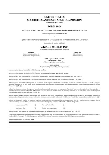 Miniature Prairie Operating 10-K Rapport annuel 2016