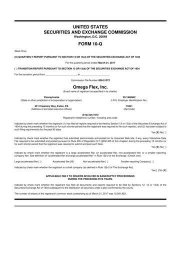 Thumbnail Omega Flex 10-Q Quarterly Report FY2017 