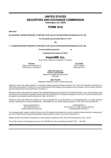 Thumbnail InspireMD 10-Q Quarterly Report FY2017 