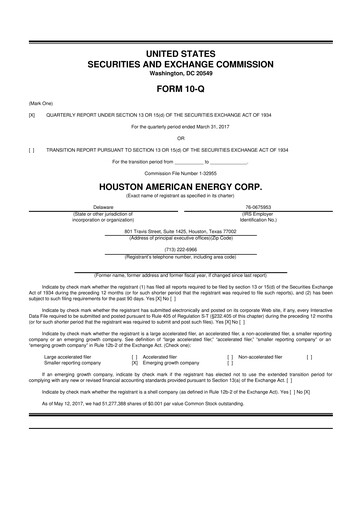Thumbnail Houston American Energy 10-Q Quarterly Report FY2017 