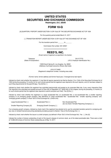 Thumbnail Reed's, Inc. 10-Q Quarterly Report FY2017 