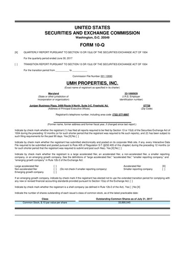 Thumbnail UMH Properties 10-Q Quarterly Report FY2017 