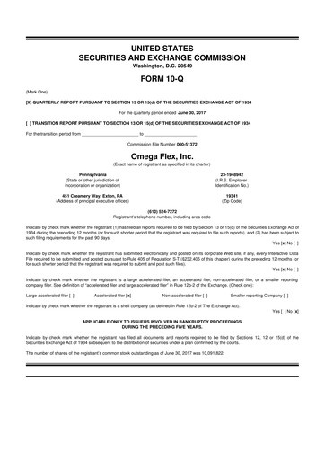 Thumbnail Omega Flex 10-Q Quarterly Report FY2017 