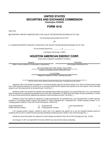 Thumbnail Houston American Energy 10-Q Quarterly Report FY2017 