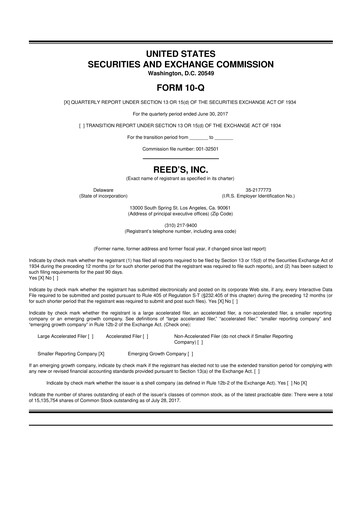 Thumbnail Reed's, Inc. 10-Q Quarterly Report FY2017 