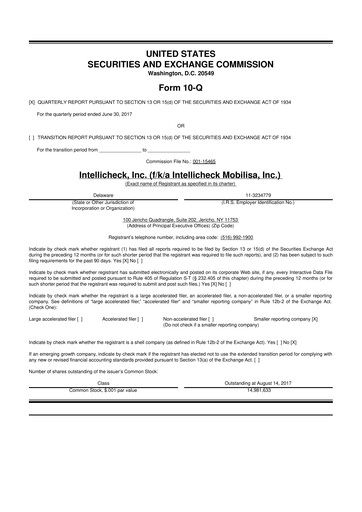 Miniature Intellicheck 10-Q Rapport trimestriel  
