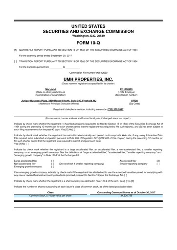 Thumbnail UMH Properties 10-Q Quarterly Report FY2017 