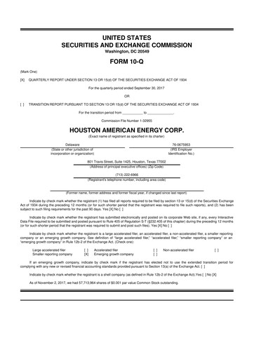 Thumbnail Houston American Energy 10-Q Quarterly Report FY2017 