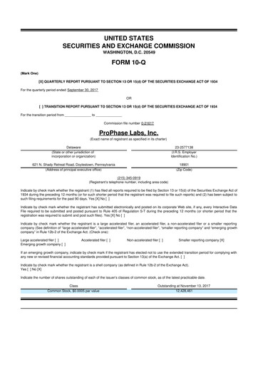 Vorschaubild ProPhase Labs 10-Q Quartalsbericht 2017 