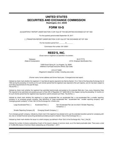 Thumbnail Reed's, Inc. 10-Q Quarterly Report FY2017 
