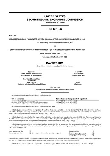 Miniature PAVmed
 10-Q Rapport trimestriel 2017 