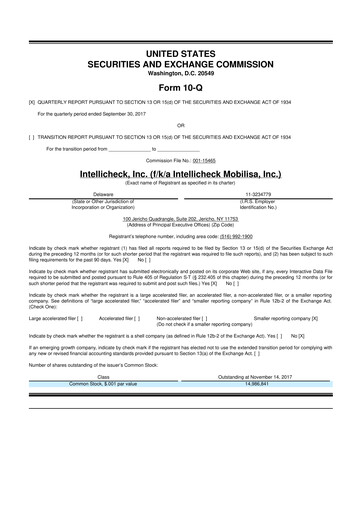Miniature Intellicheck 10-Q Rapport trimestriel 2017 
