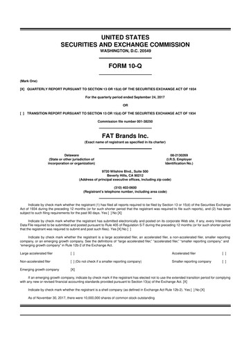 Miniature FAT Brands 10-Q Rapport trimestriel 2018 