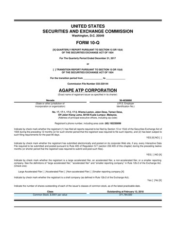 Miniature Agape ATP 10-Q Rapport trimestriel 2018 