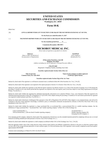 Thumbnail Microbot Medical
 10-K Annual Report 2017