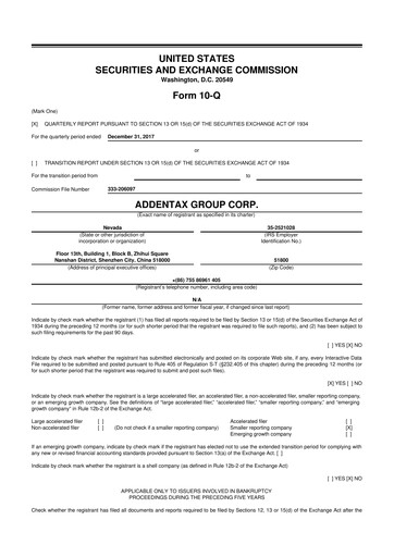 Vorschaubild Addentax Group 10-Q Quartalsbericht 2018 