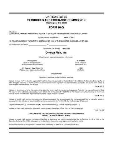 Thumbnail Omega Flex 10-Q Quarterly Report FY2018 