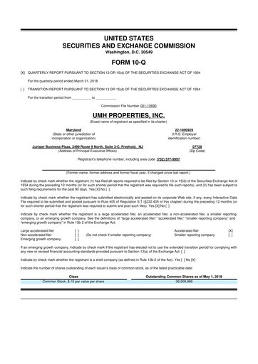 Thumbnail UMH Properties 10-Q Quarterly Report FY2018 