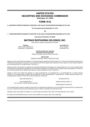 Thumbnail Matinas BioPharma 10-Q Quarterly Report FY2018 