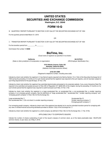 Thumbnail Lineage Cell Therapeutics
 10-Q Quarterly Report FY2018 