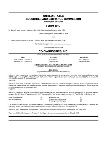 Thumbnail Co-Diagnostics
 10-Q Quarterly Report FY2018 