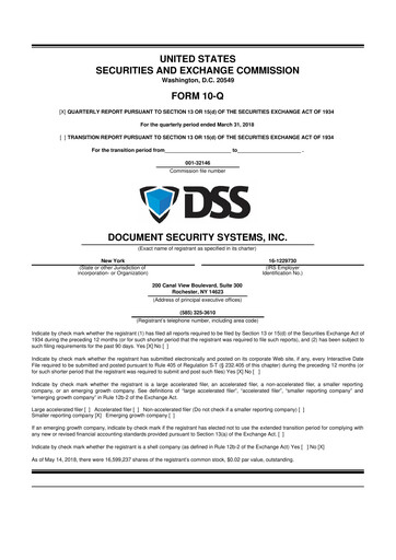 Thumbnail DSS, Inc. (Document Security Systems) 10-Q Quarterly Report FY2018 