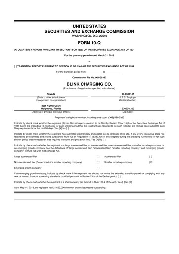 Miniature Blink Charging
 10-Q Rapport trimestriel 2018 