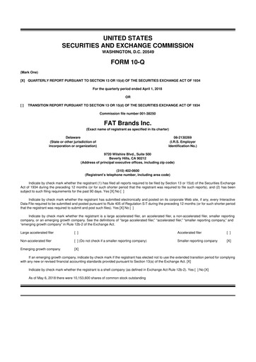 Miniature FAT Brands 10-Q Rapport trimestriel 2018 