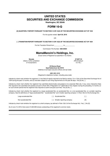 Thumbnail Mama's Creations 10-Q Quarterly Report FY2019 