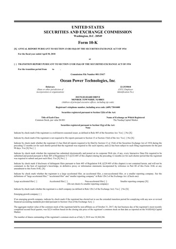 Thumbnail Ocean Power Technologies
 10-K Annual Report 2018