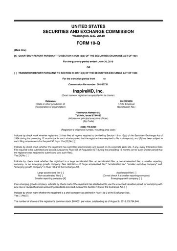 Thumbnail InspireMD 10-Q Quarterly Report FY2018 