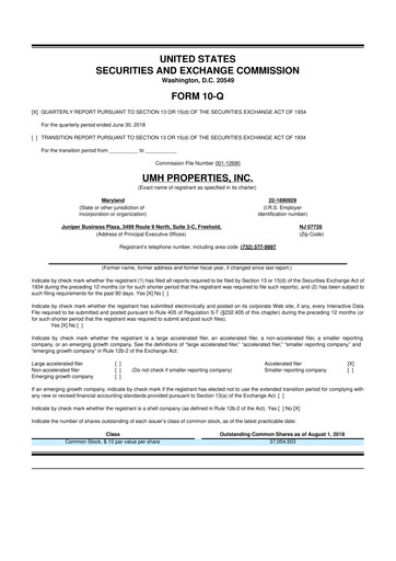 Thumbnail UMH Properties 10-Q Quarterly Report FY2018 