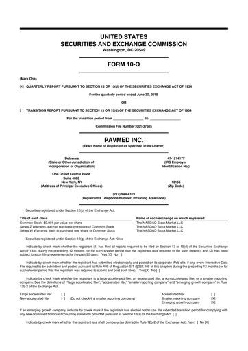 Miniature PAVmed
 10-Q Rapport trimestriel 2018 