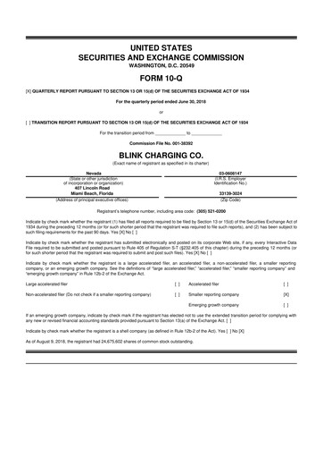 Miniature Blink Charging
 10-Q Rapport trimestriel 2018 