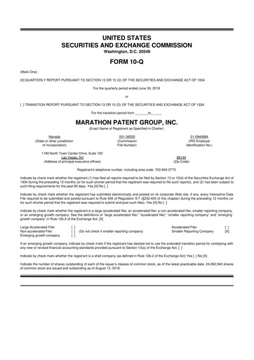 Vorschaubild MARA Holdings
 10-Q Quartalsbericht 2018 