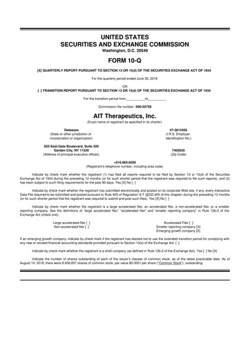 Thumbnail Beyond Air 10-Q Quarterly Report FY2019 