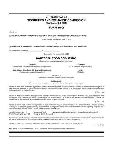 Thumbnail Barfresh Food Group 10-Q Quarterly Report FY2018 