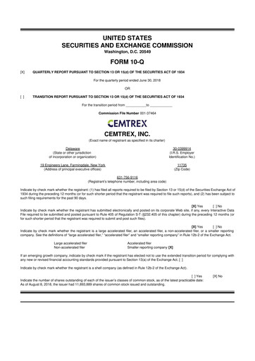 Thumbnail Cemtrex 10-Q Quarterly Report FY2018 