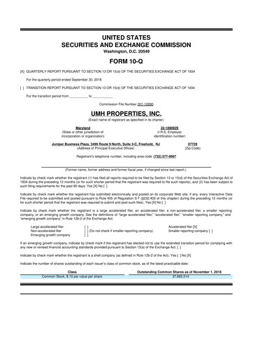 Thumbnail UMH Properties 10-Q Quarterly Report FY2018 